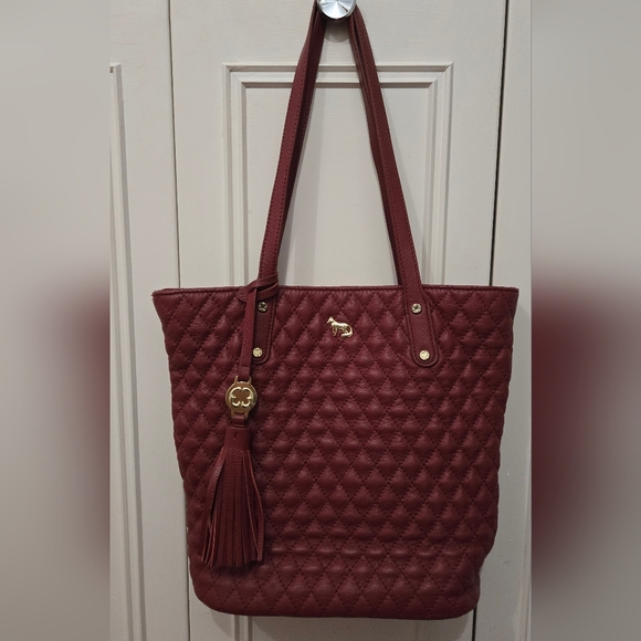 Emma Fox Leather Quilted Red Tote Bag - Picture 1 of 4